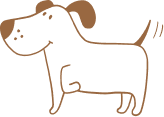 Hund stehend mit angewinkeltem Bein